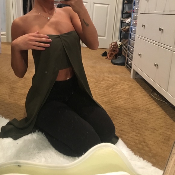 Gorgeous olive green long strapless top - Picture 4 of 10